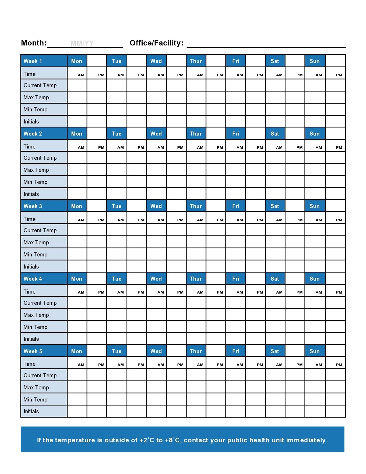 Printable Fridge Temperature Chart