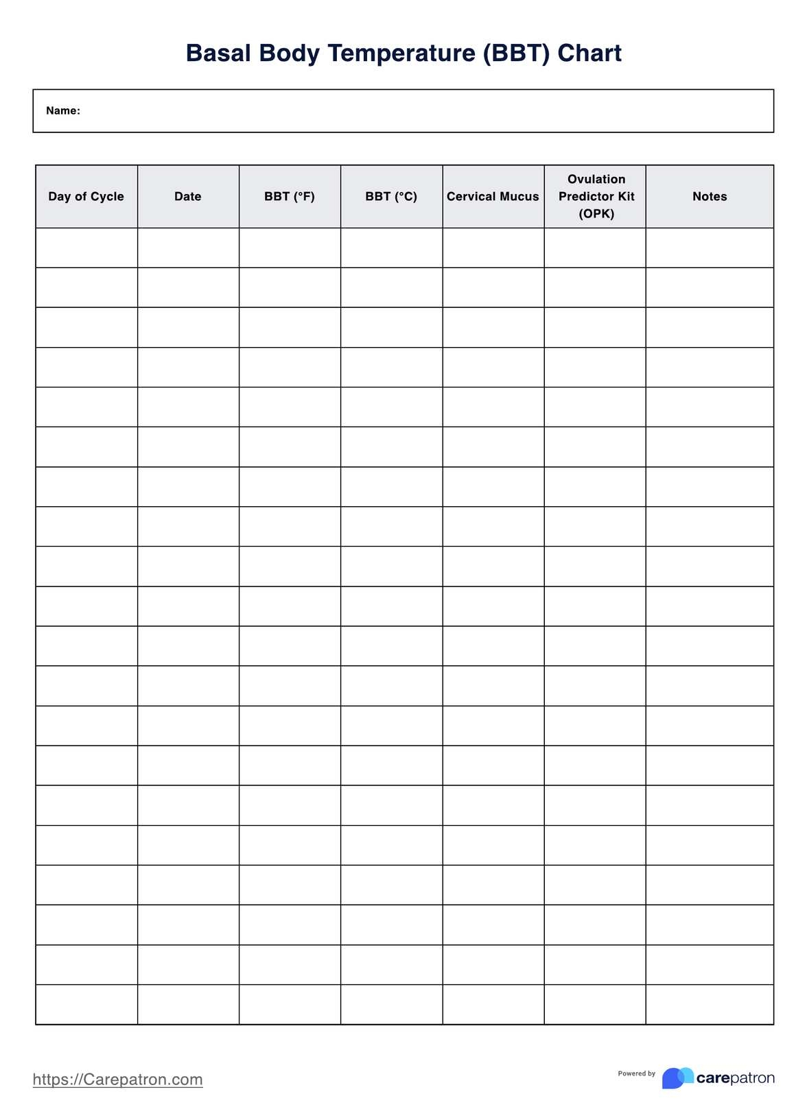 Basal Body Temp Chart Printable