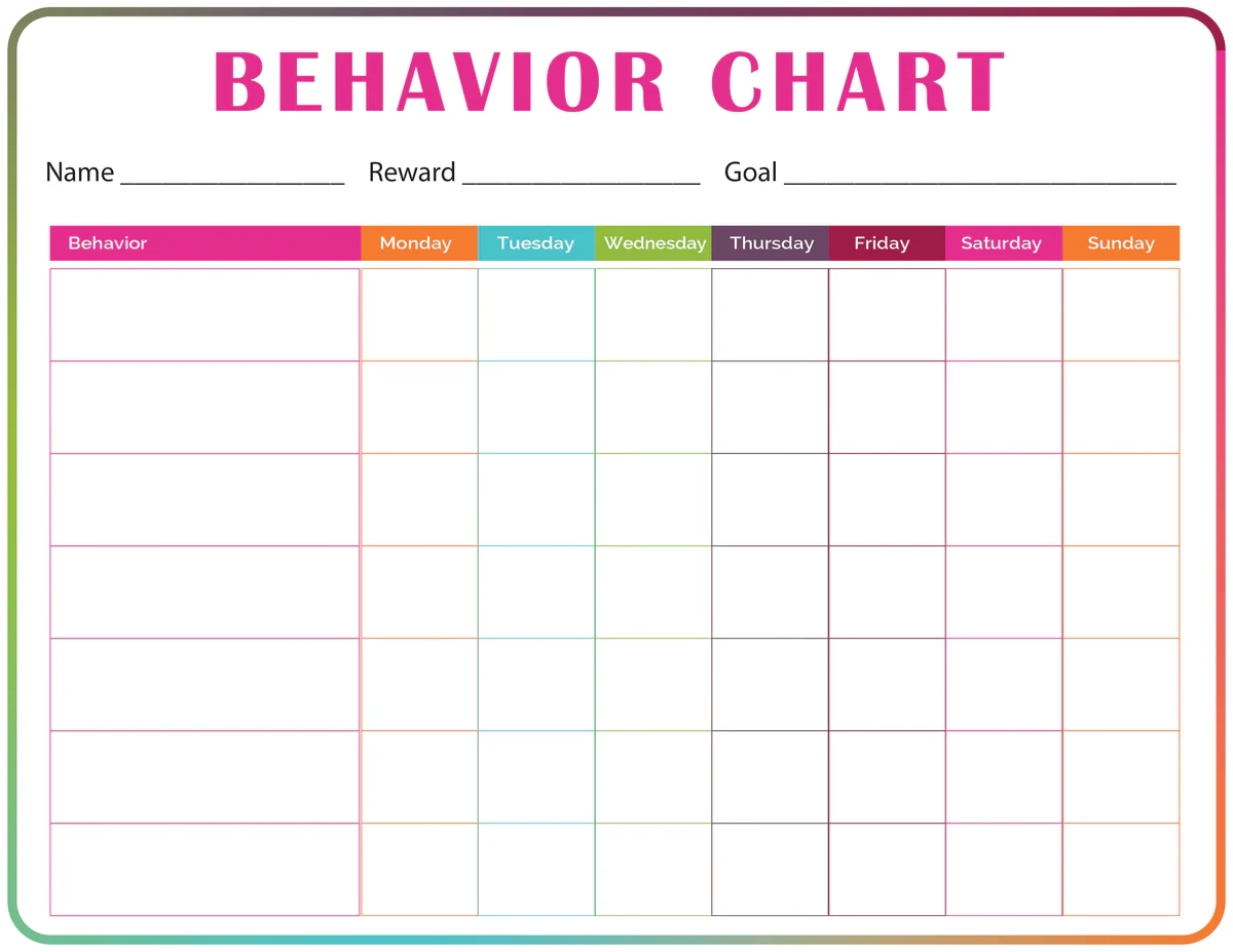 Printable Behavior Goal Charts