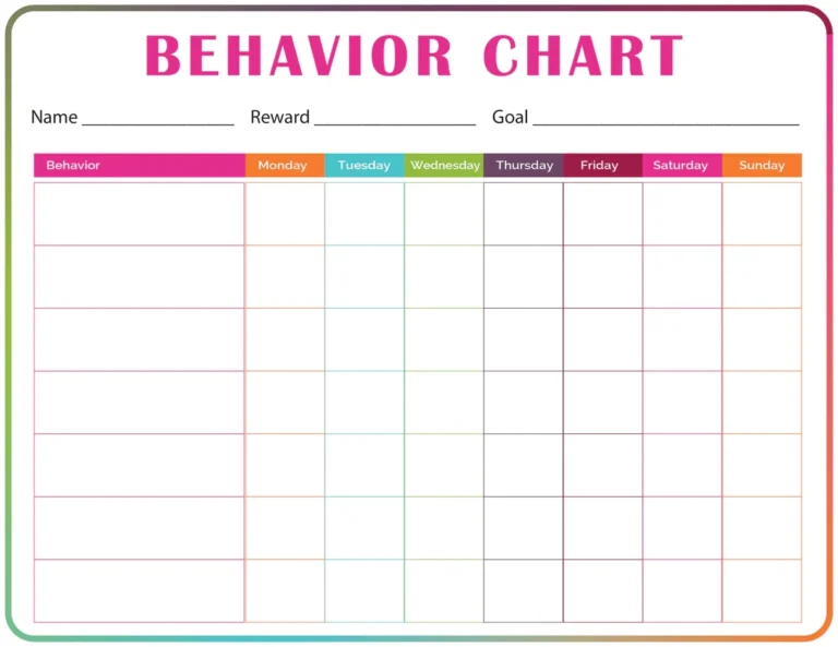 Behavior Chart For Kids Printables