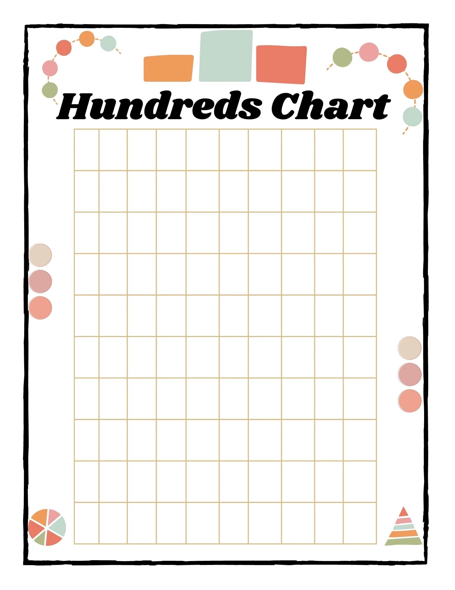 Printable 100 Chart Blank