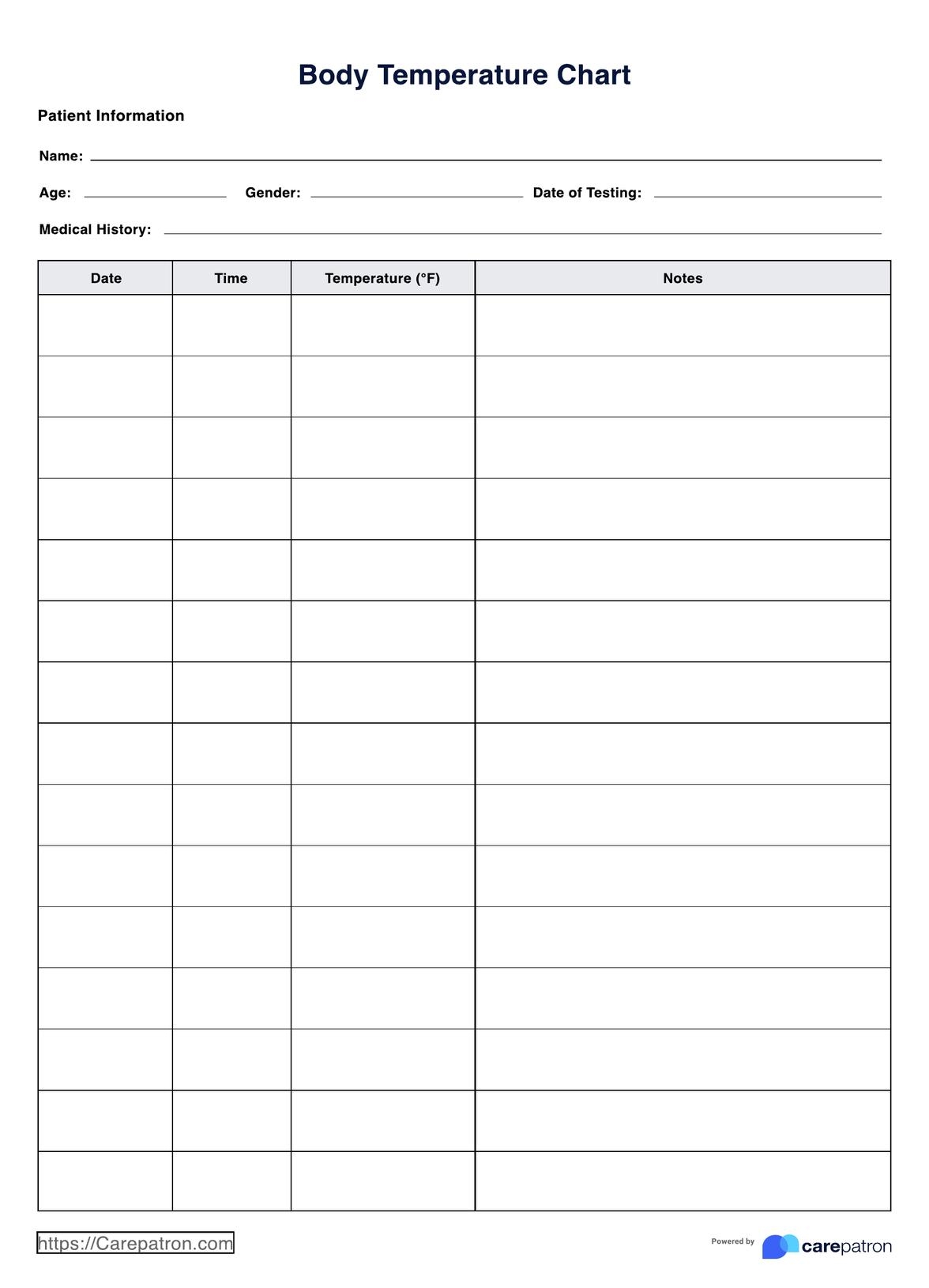 Printable Body Temperature Chart