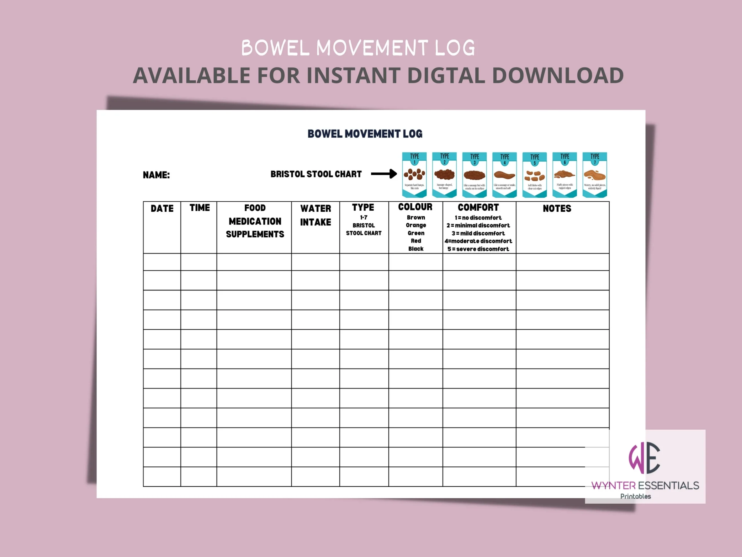 Free Printable Bowel Movement Chart