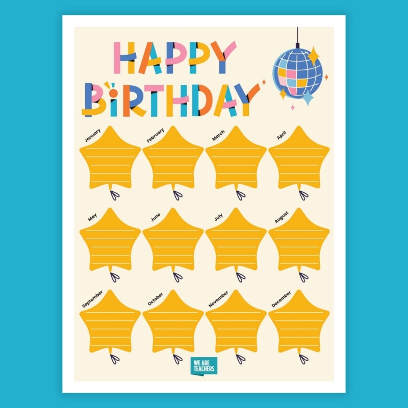 Classroom Birthday Chart Printable Free