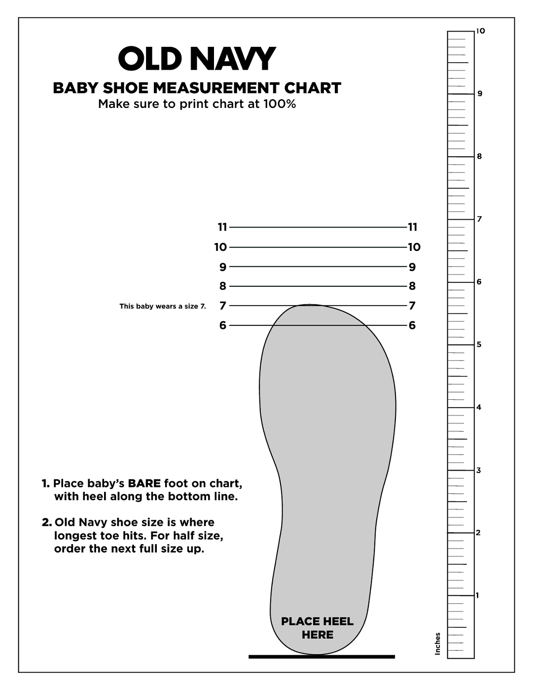 Infant Shoe Chart Printable