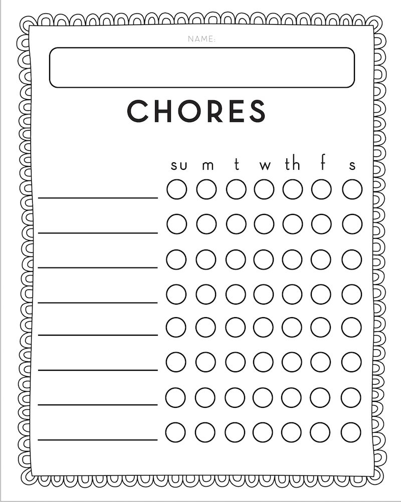 Free Printable Bathroom Chore Chart
