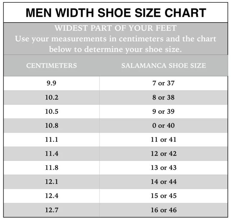 Copy Of Shoe Size Chart Salamanca Custom Made Tango Shoes