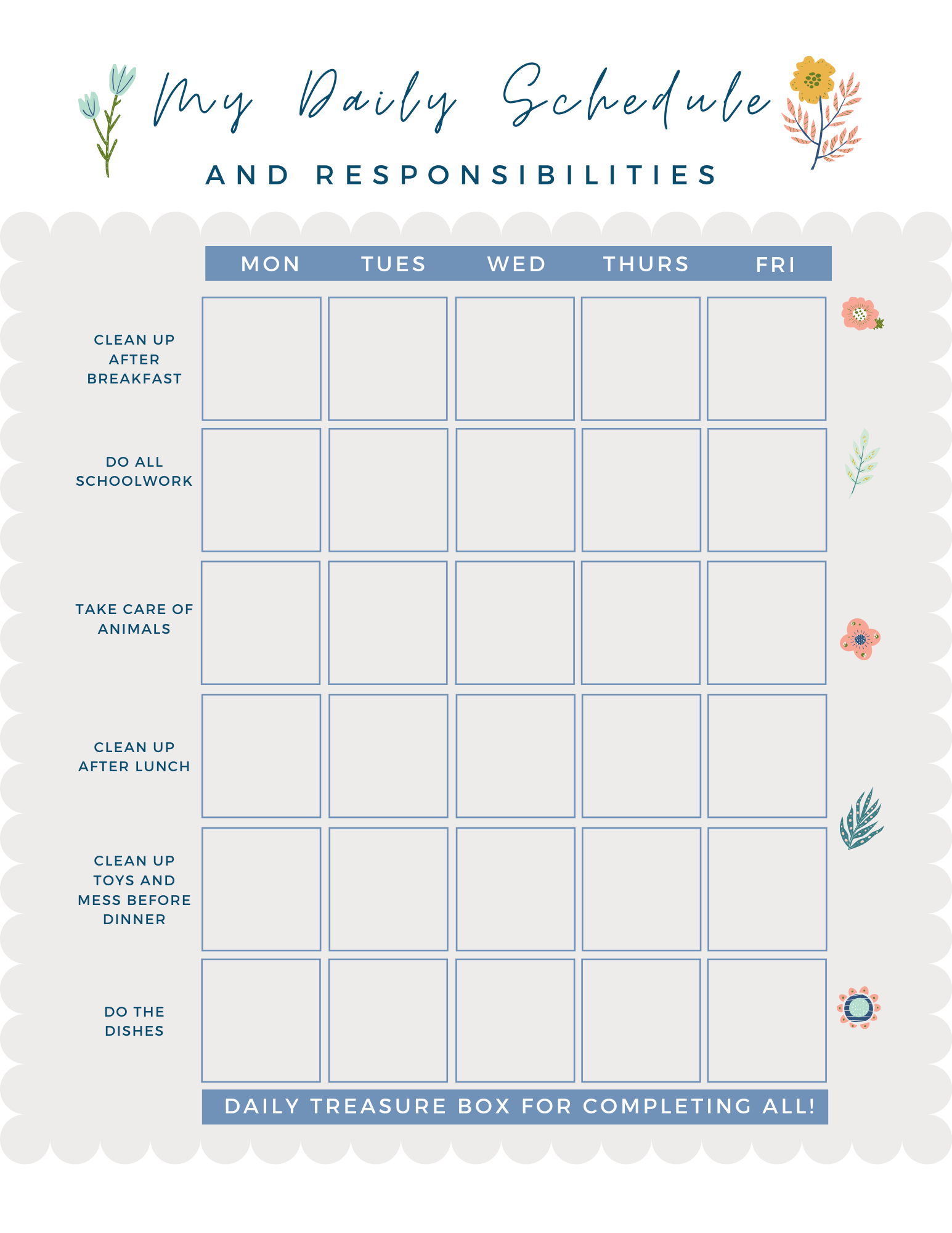 Daily Reward Chart Printable Free