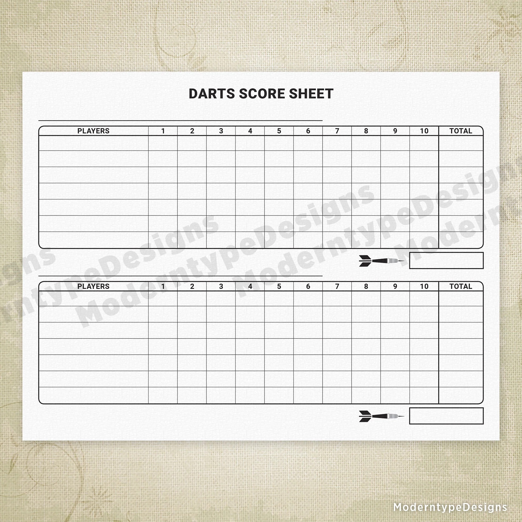 Dart Board Scoring Chart Printable