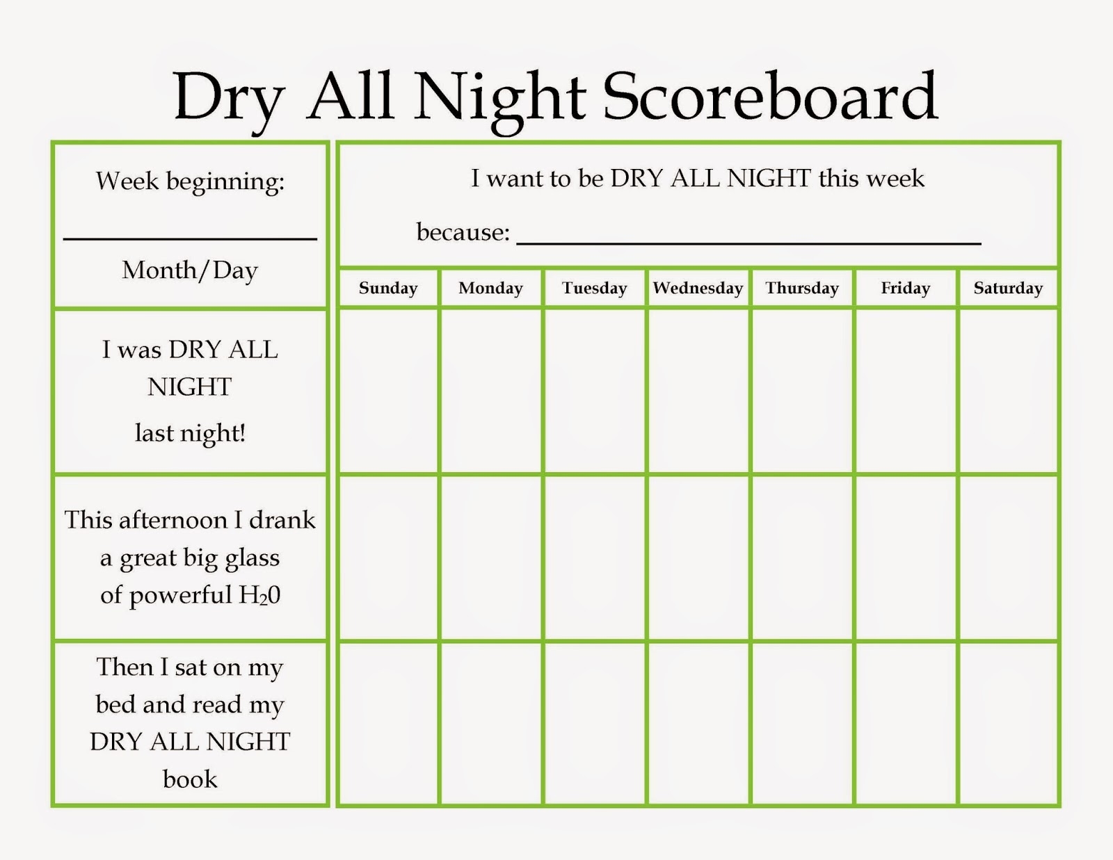 Free Printable Dry Night Chart Free Printable Dry Night Chart
