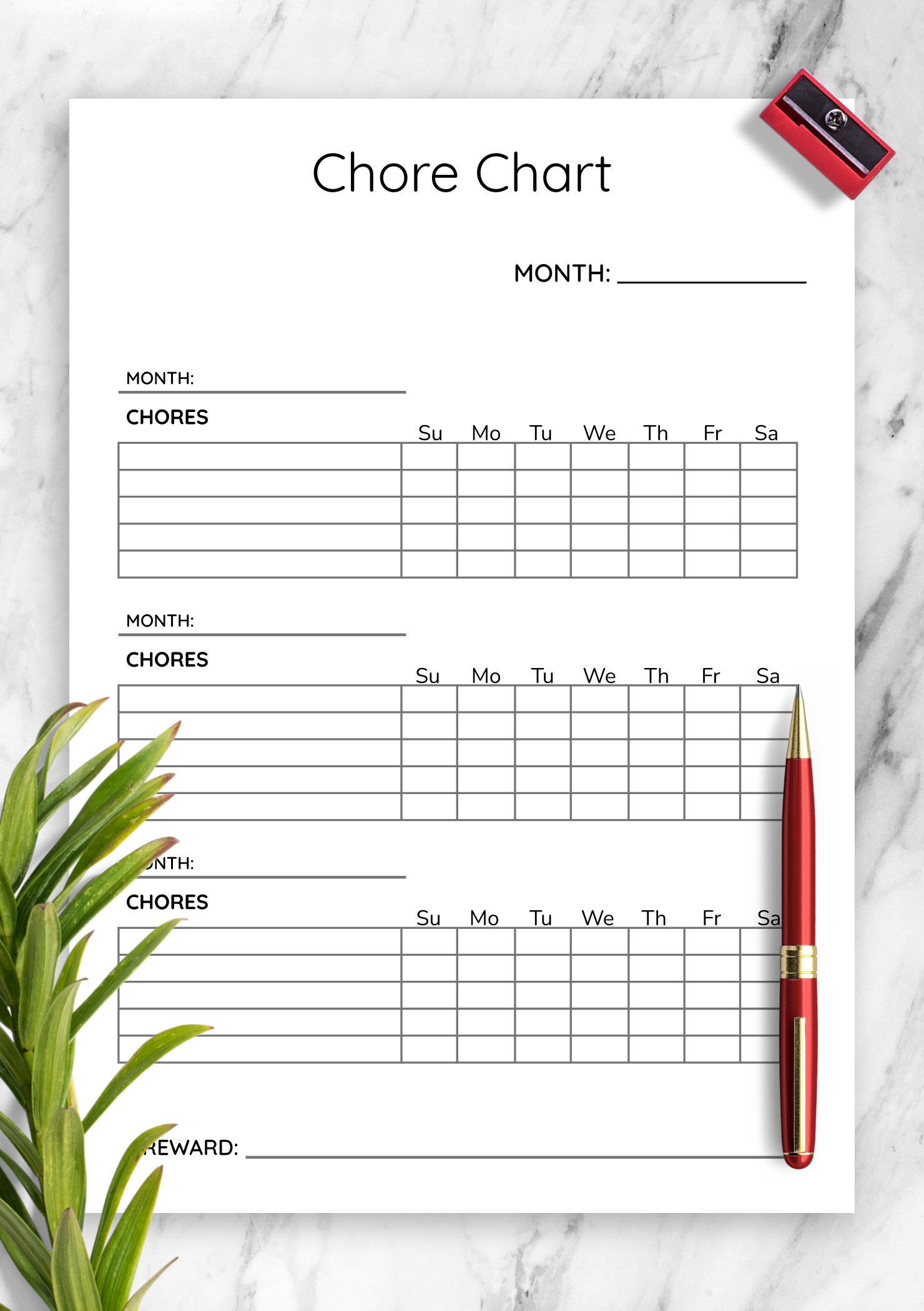 Free Printable Monthly Chore Chart Free Printable Monthly Chore Chart