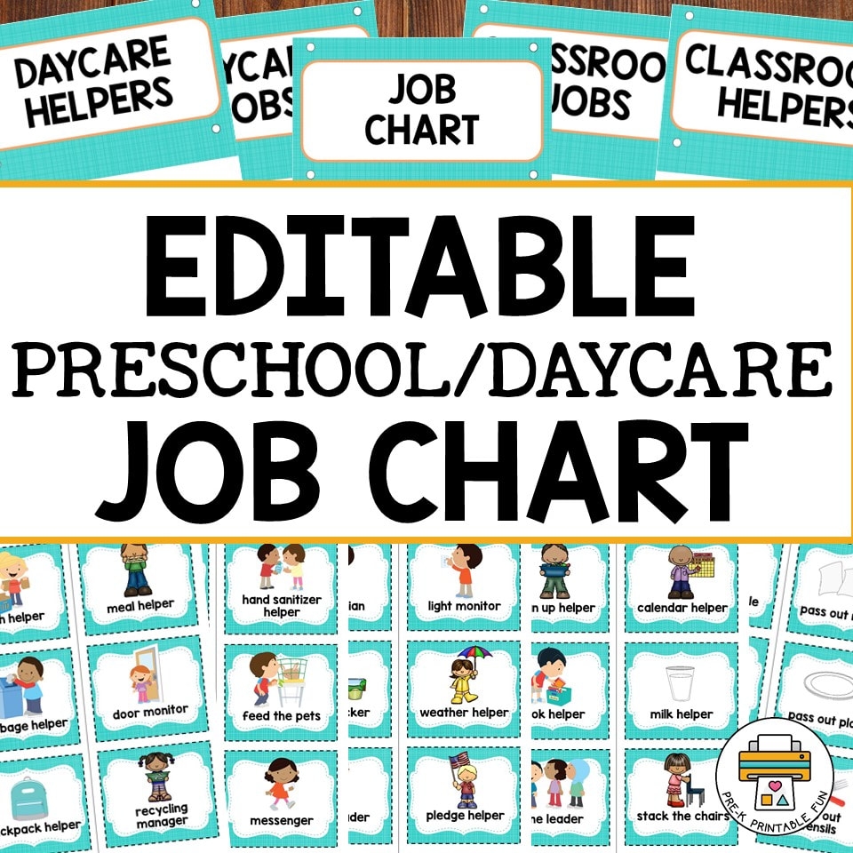 Pre K Job Chart Printables