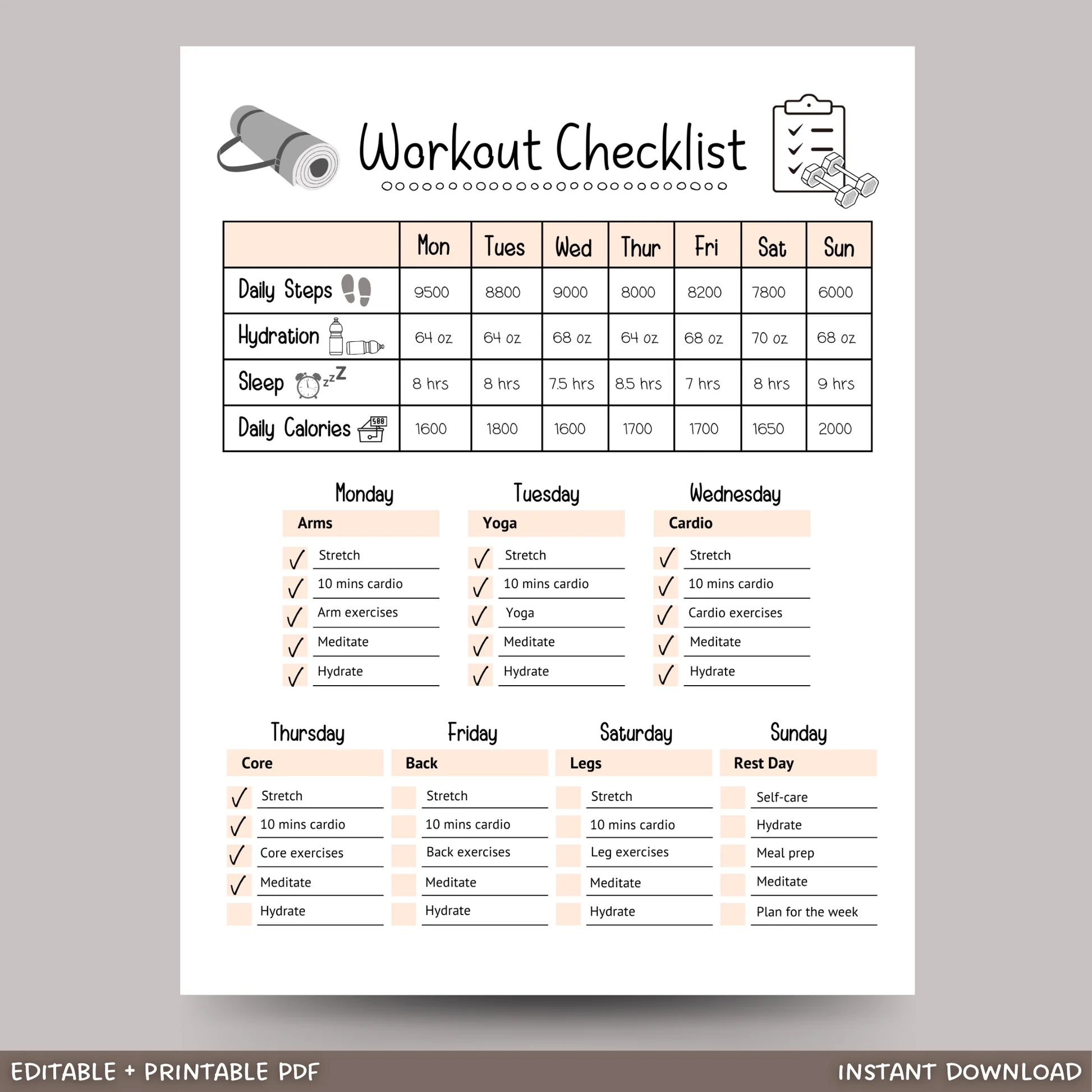 Workout Routines Printable Charts