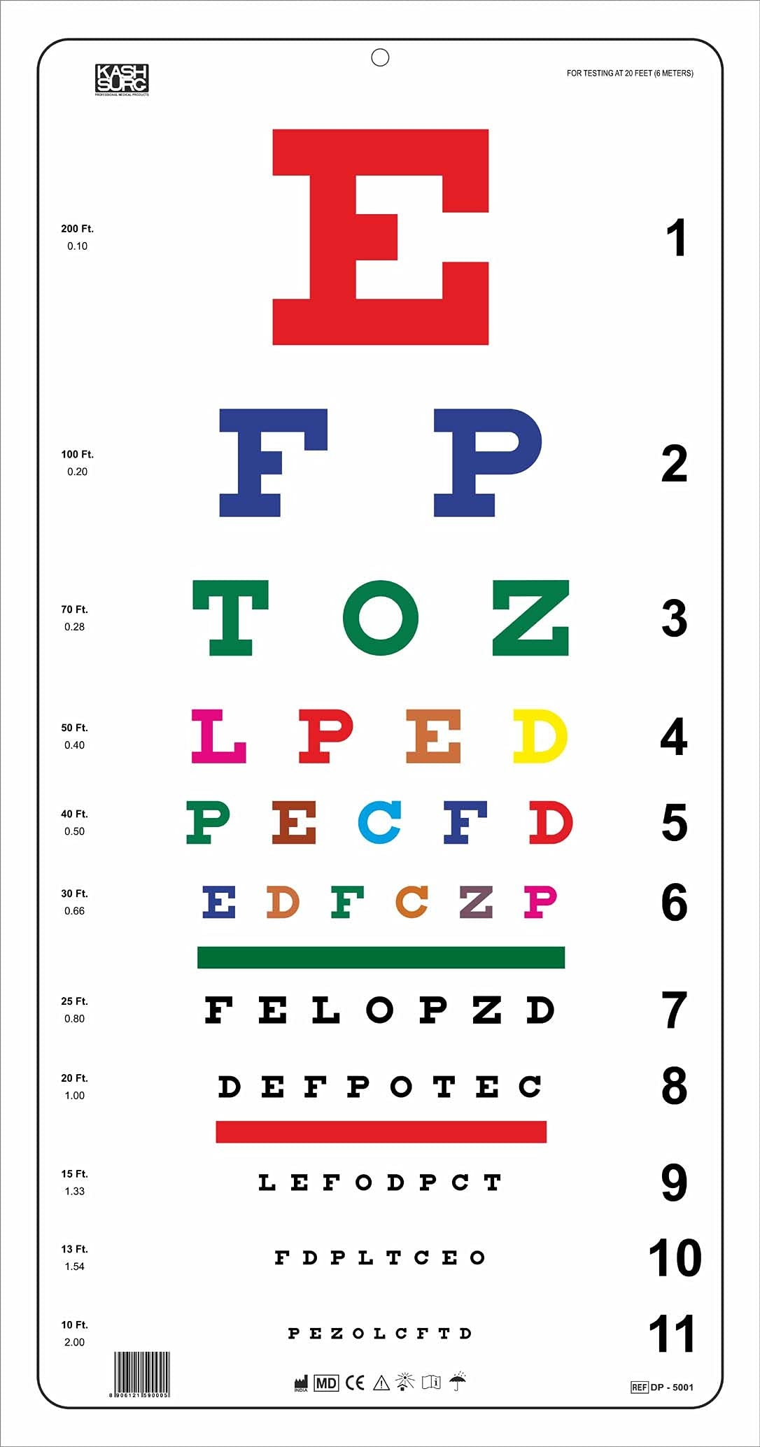 Snellen Chart With Color Printable