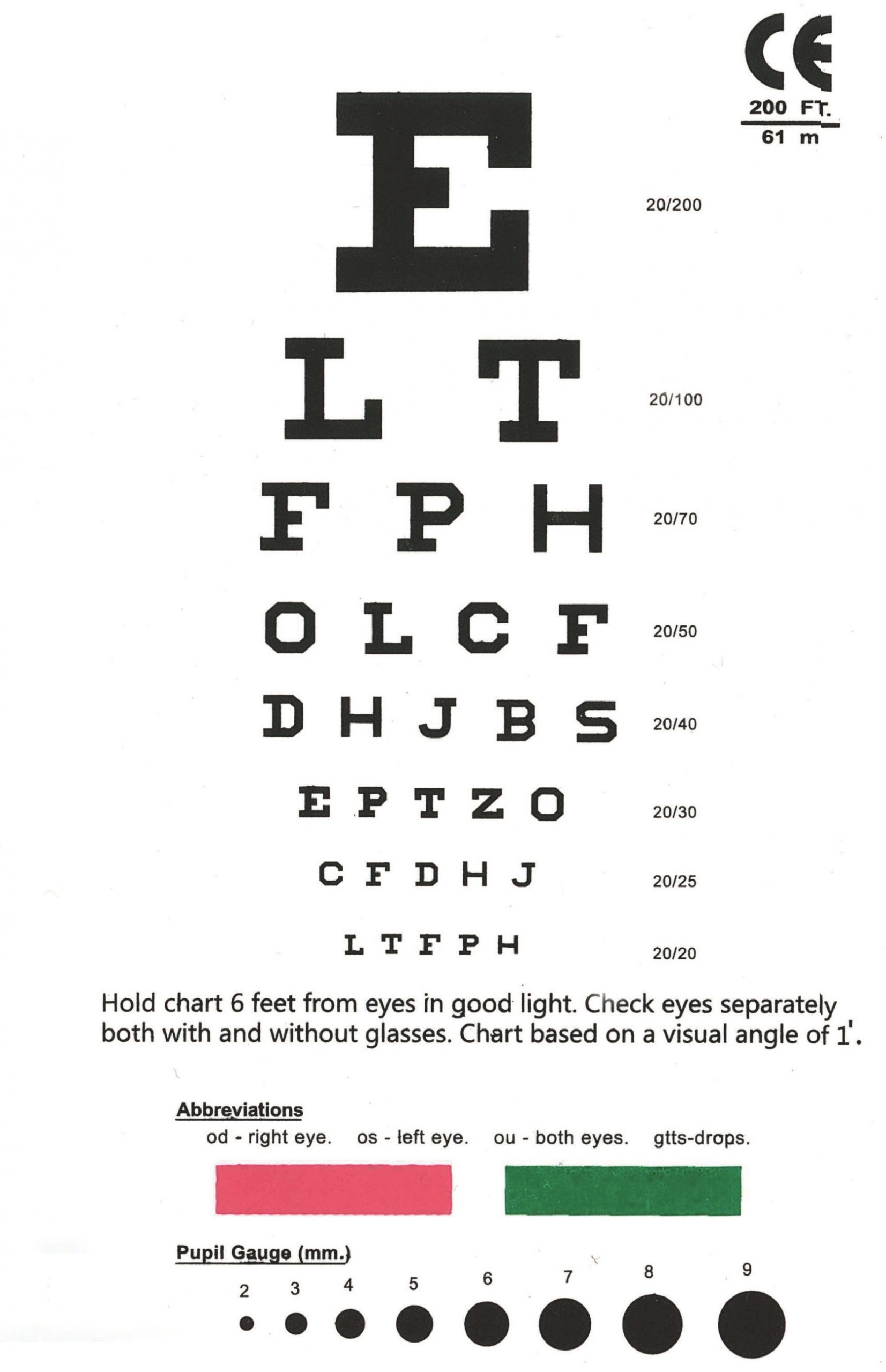 Pocket Snellen Chart Printable