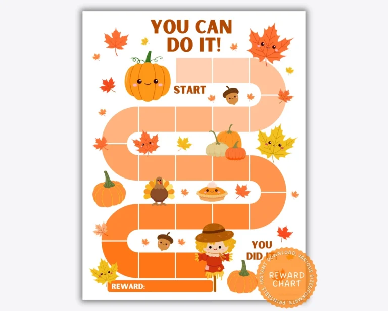 Fall Kids Reward Chart Autumn Scarecrow Pumpkins PDF JPG PNG Etsy