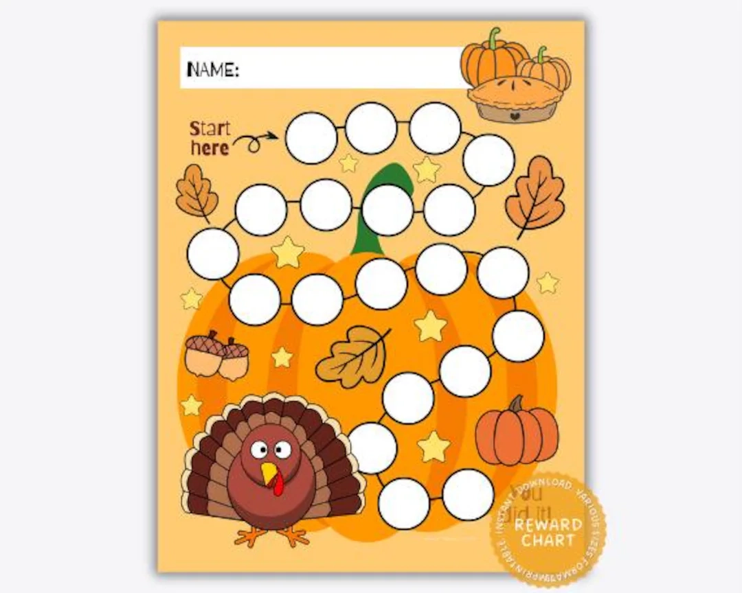 Printable Thanksgiving Sticker Charts