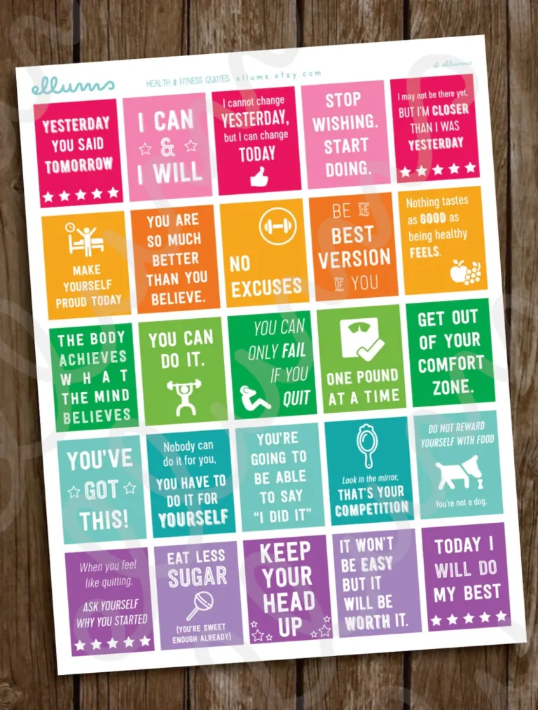 Fitness Planner Stickers PRINTABLE Workout Motivational Quote Stickers Full Box Quotes Fits Erin Condren Weight Loss Inspiration Etsy
