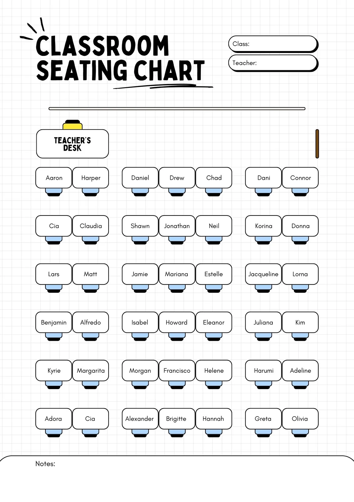 Free Printable Classroom Seating Chart Templates