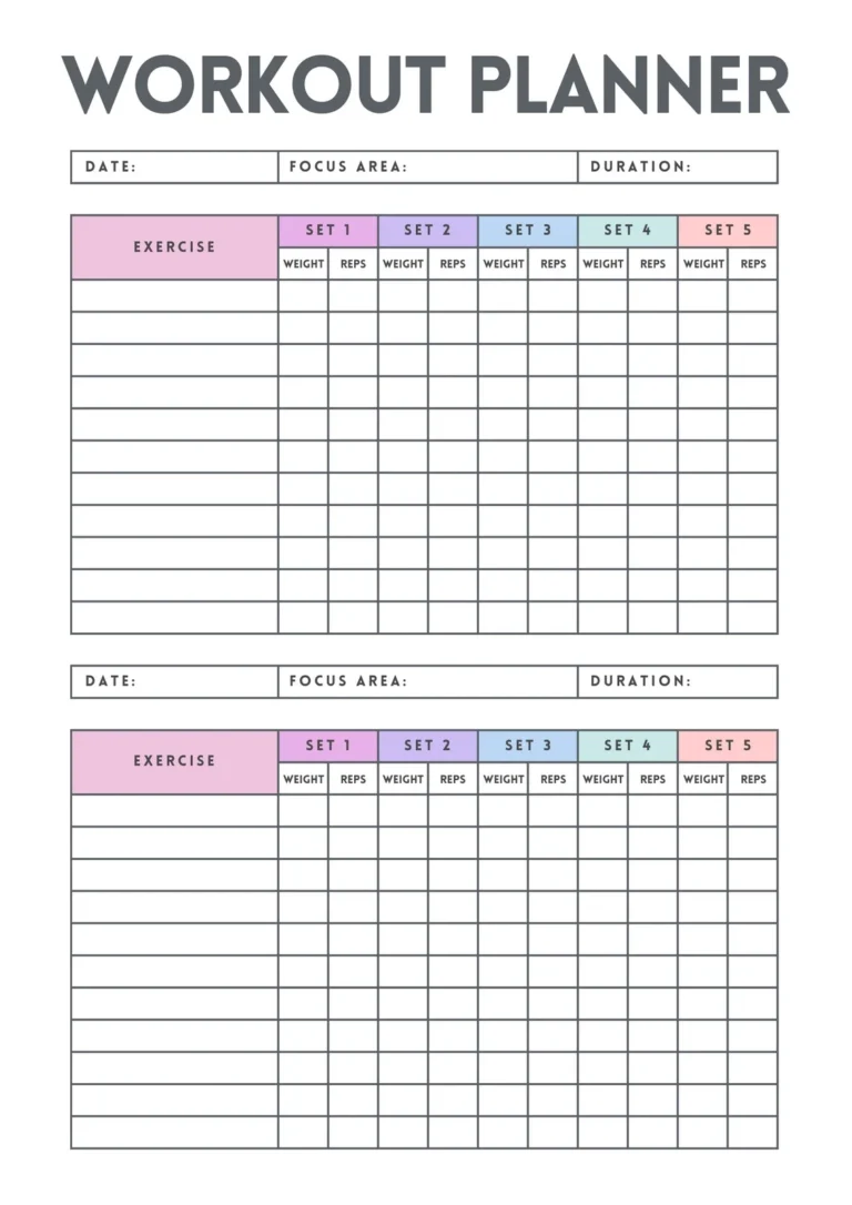Free Custom Printable Workout Planner Templates Online Canva