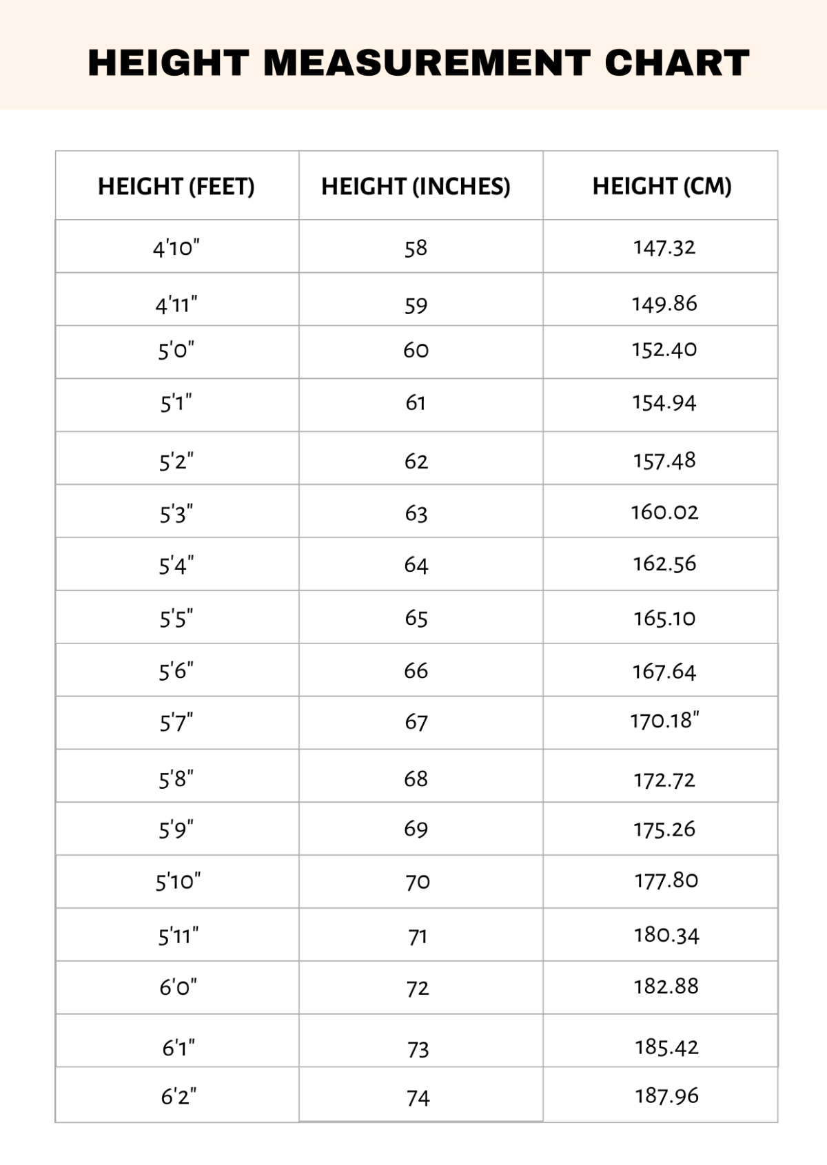 Printable Height Measurement Chart Printable Height Measurement Chart