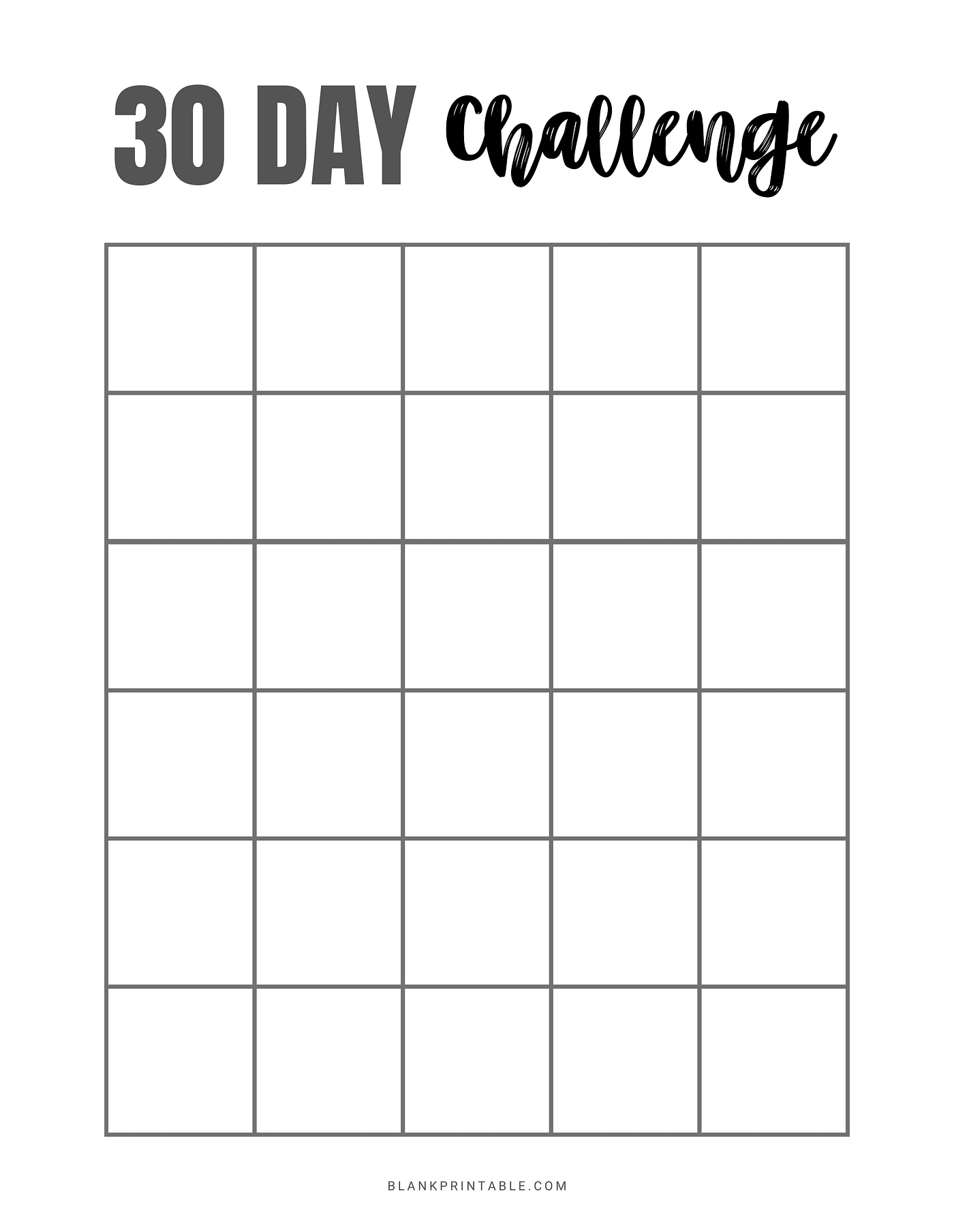 Printable 30 Day Chart Printable 30 Day Chart