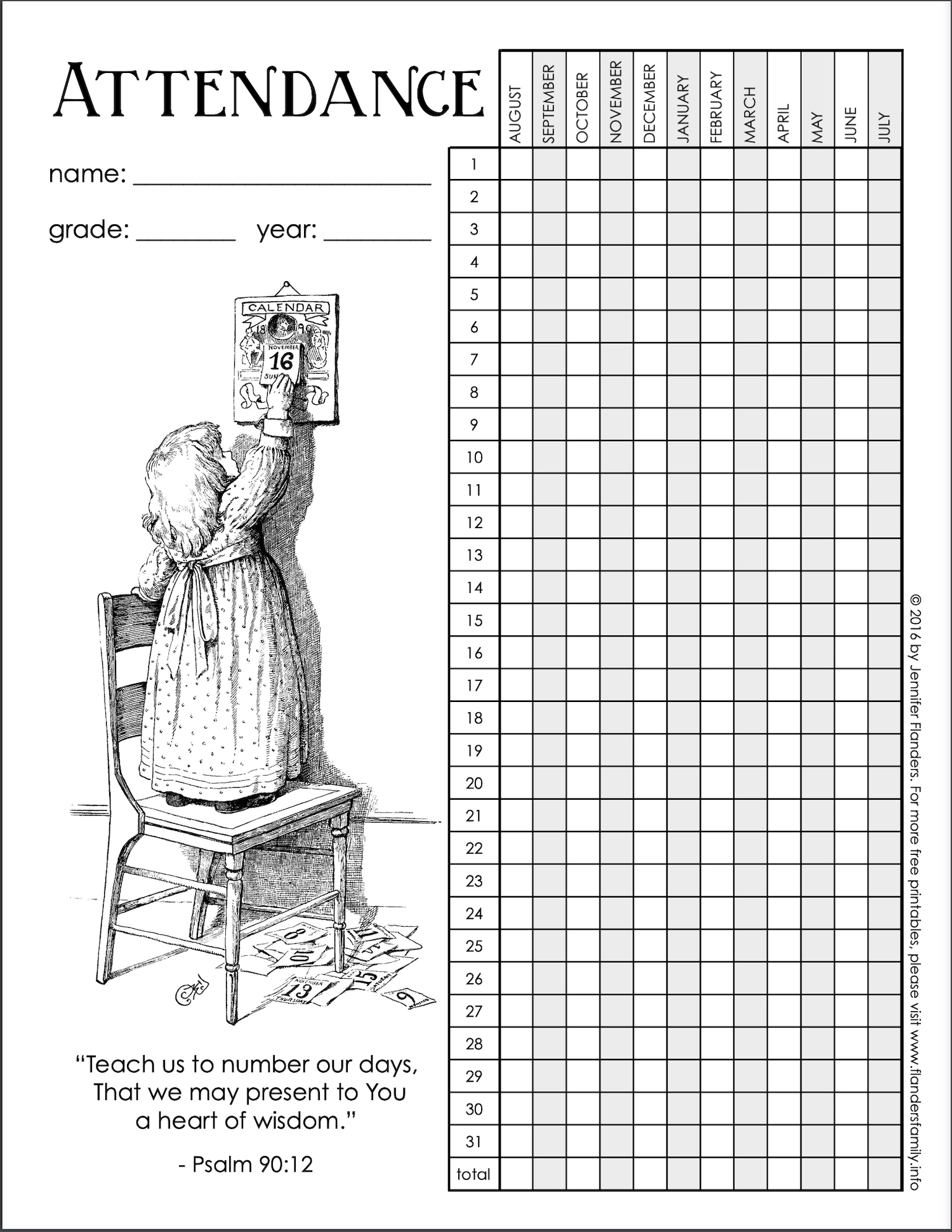 Homeschool Attendance Chart Free Printable Homeschool Attendance Chart Free Printable