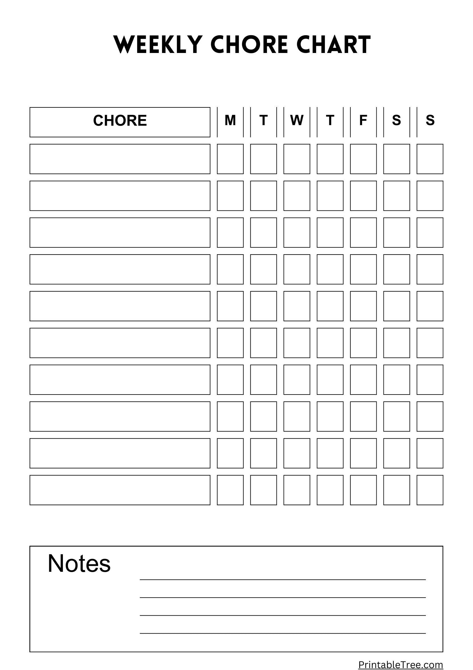 Printable Weekly Kid Chart