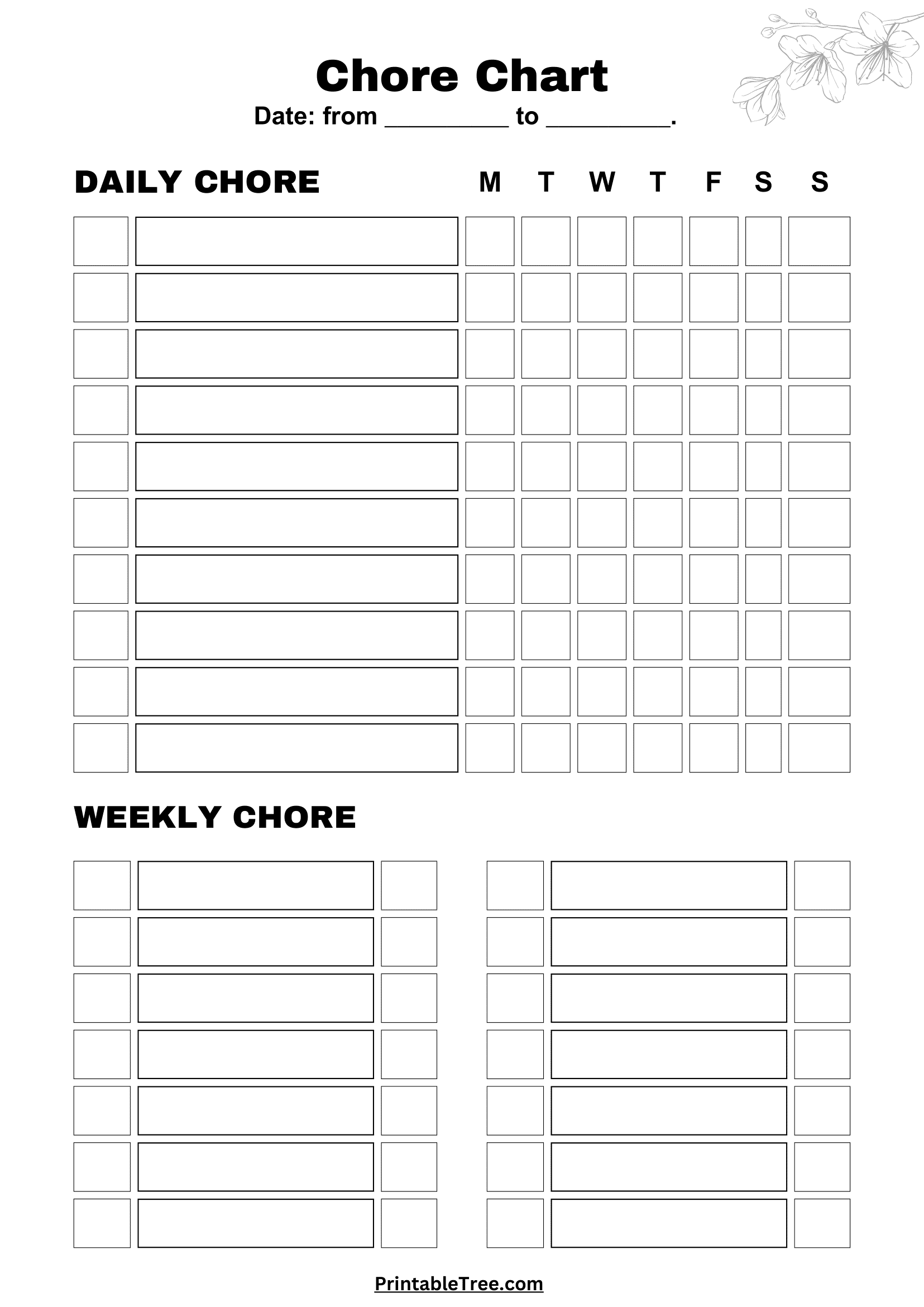 Free Printable Blank Chore Chart