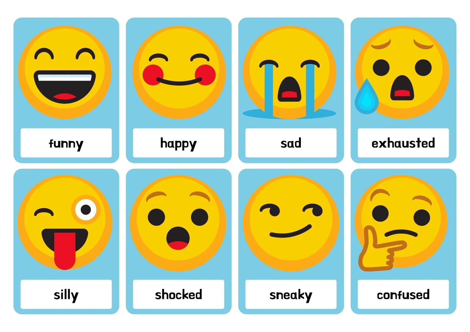 Flashcards Free Printable Emoji Feelings Chart