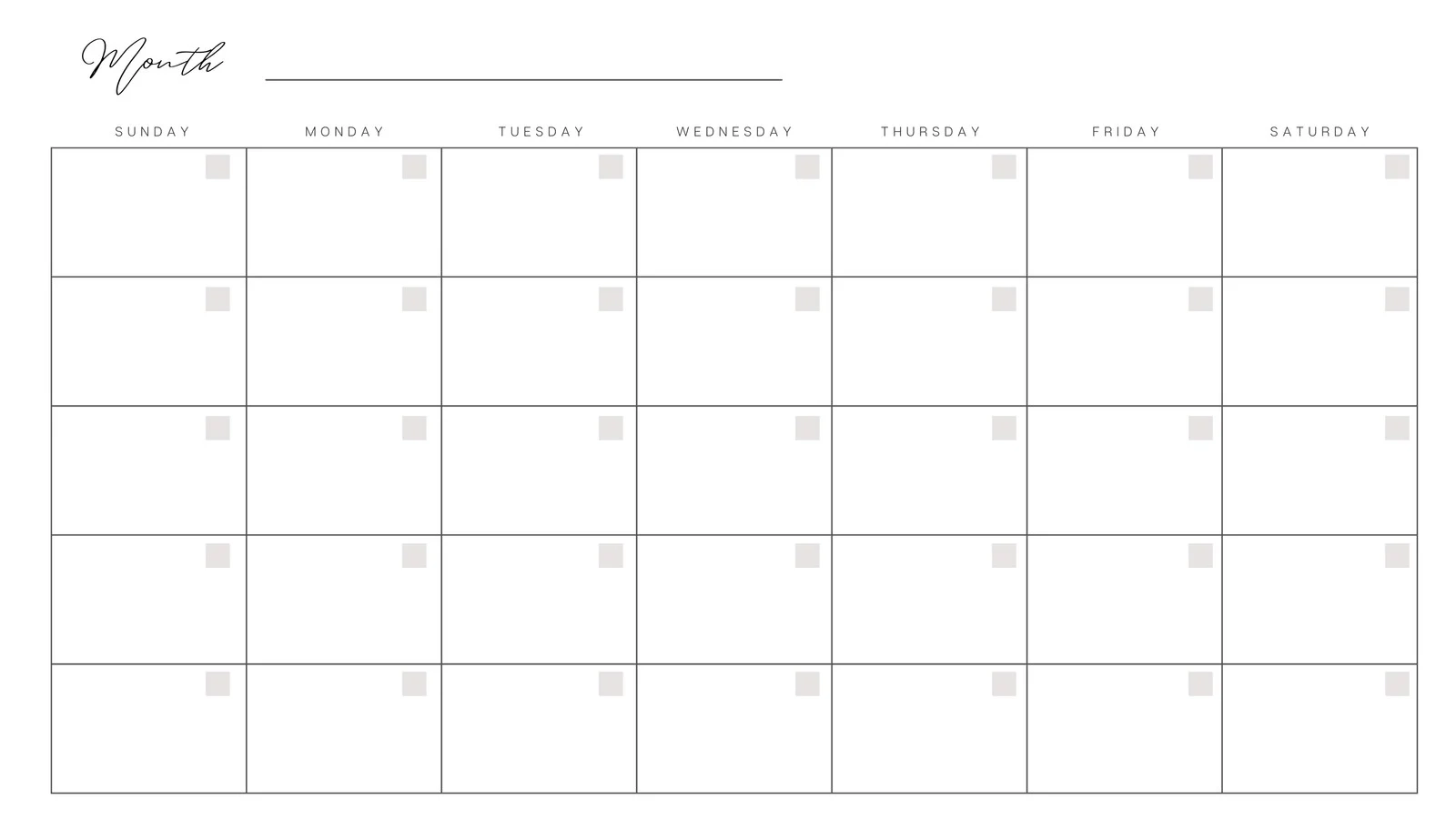 Printable Blank Monthly Chart