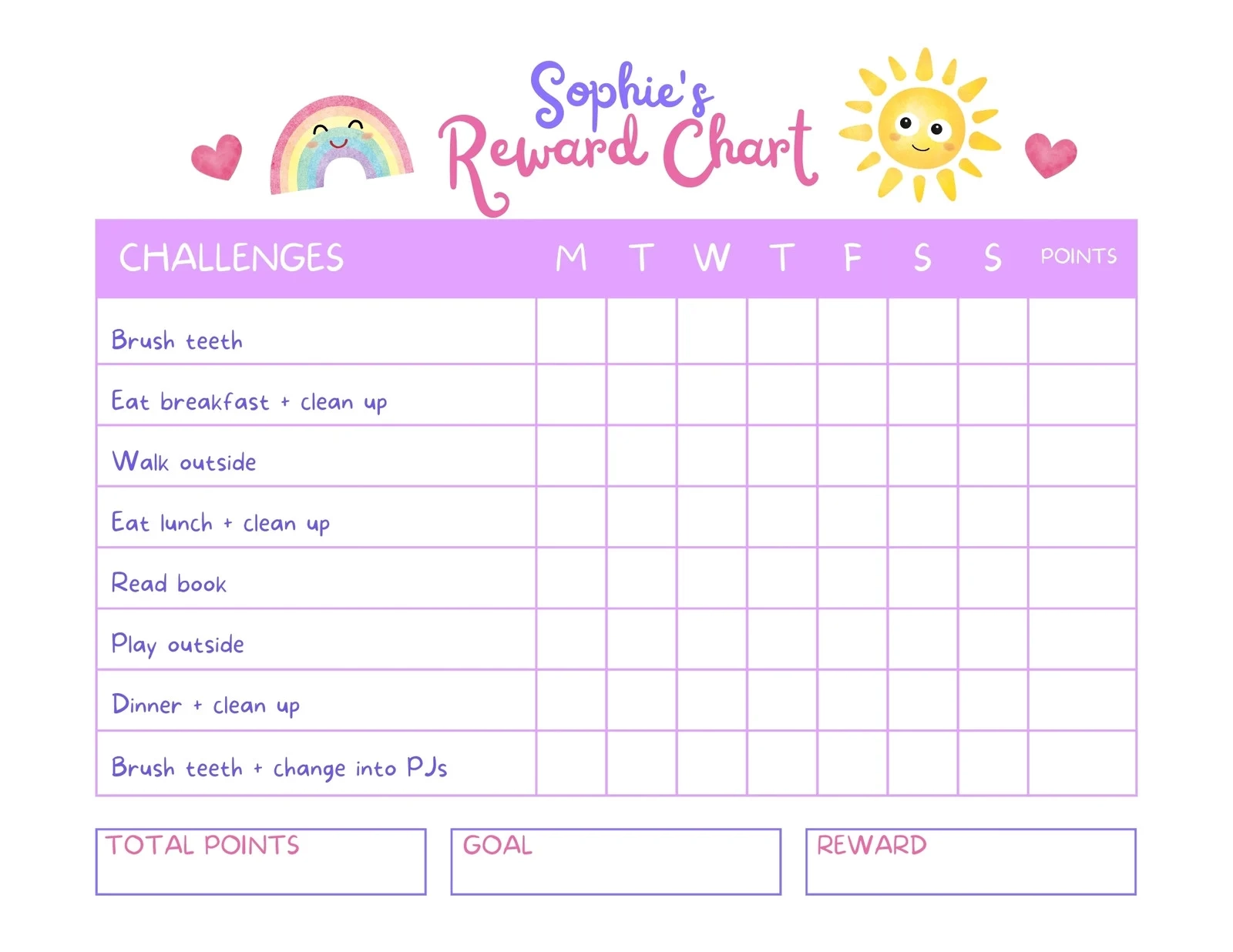Childrens Sticker Chart Printable