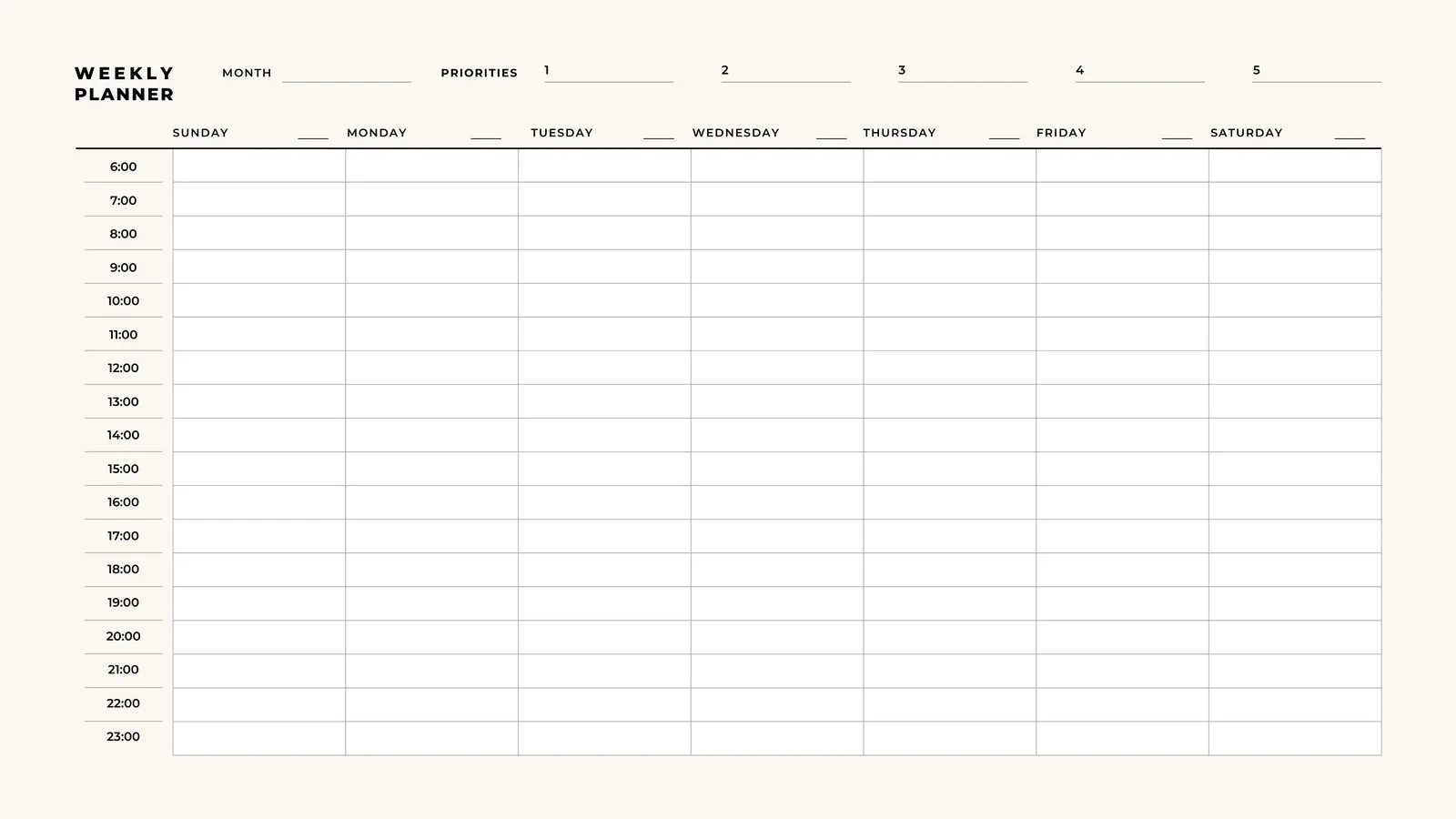 Printable Weekly Chart Template