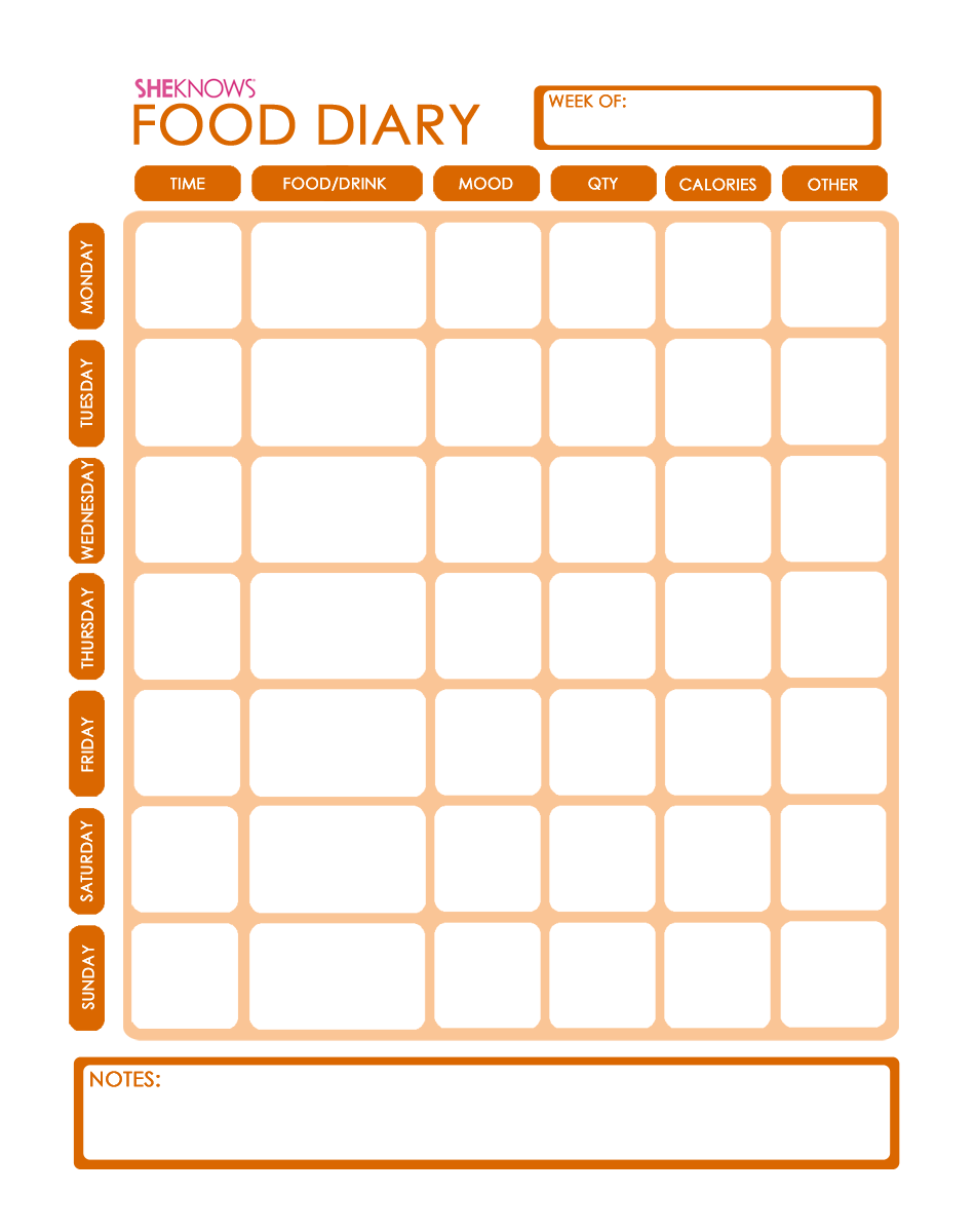 Weight Loss Food Log Printable Sheets