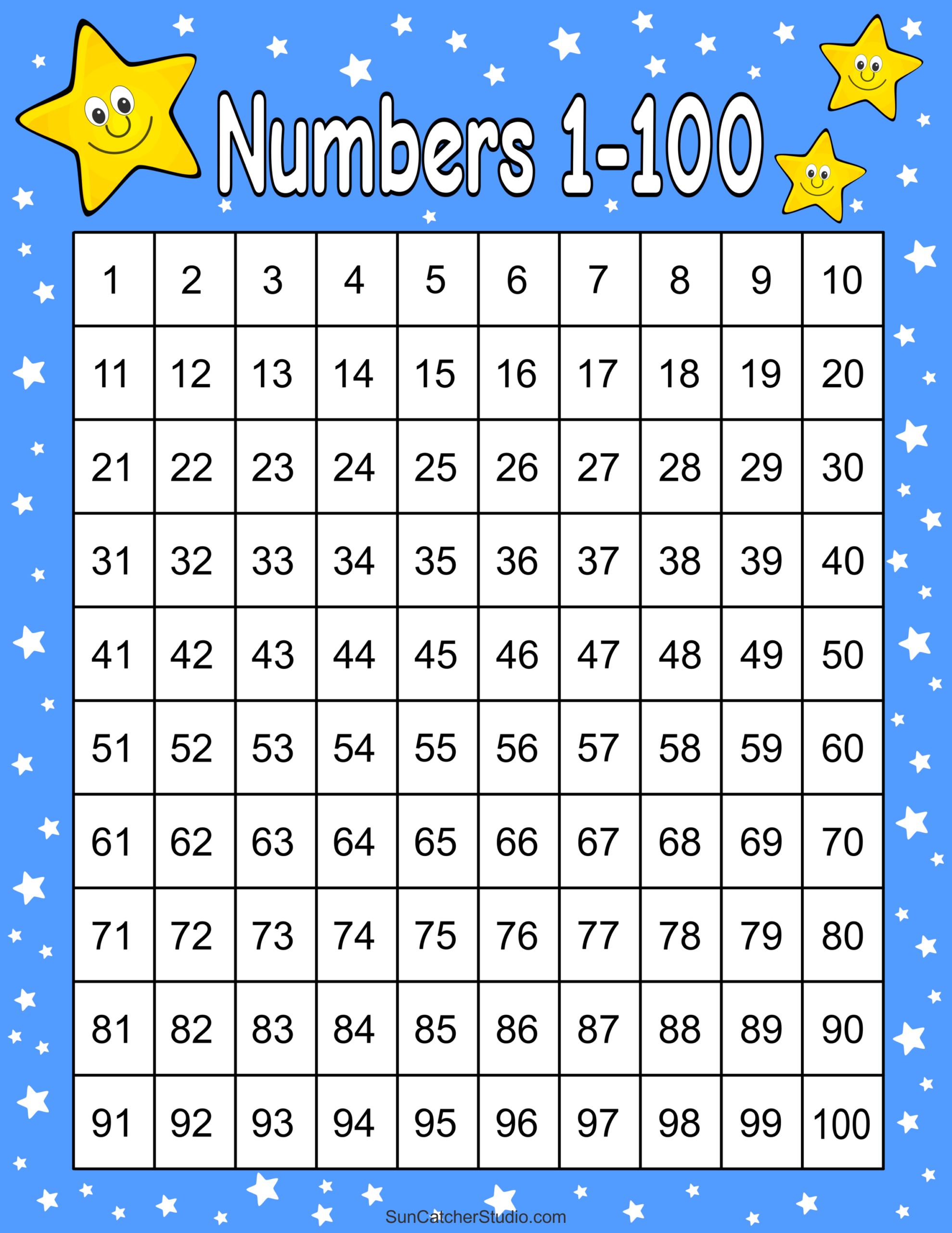 Number Chart To 100 Printable