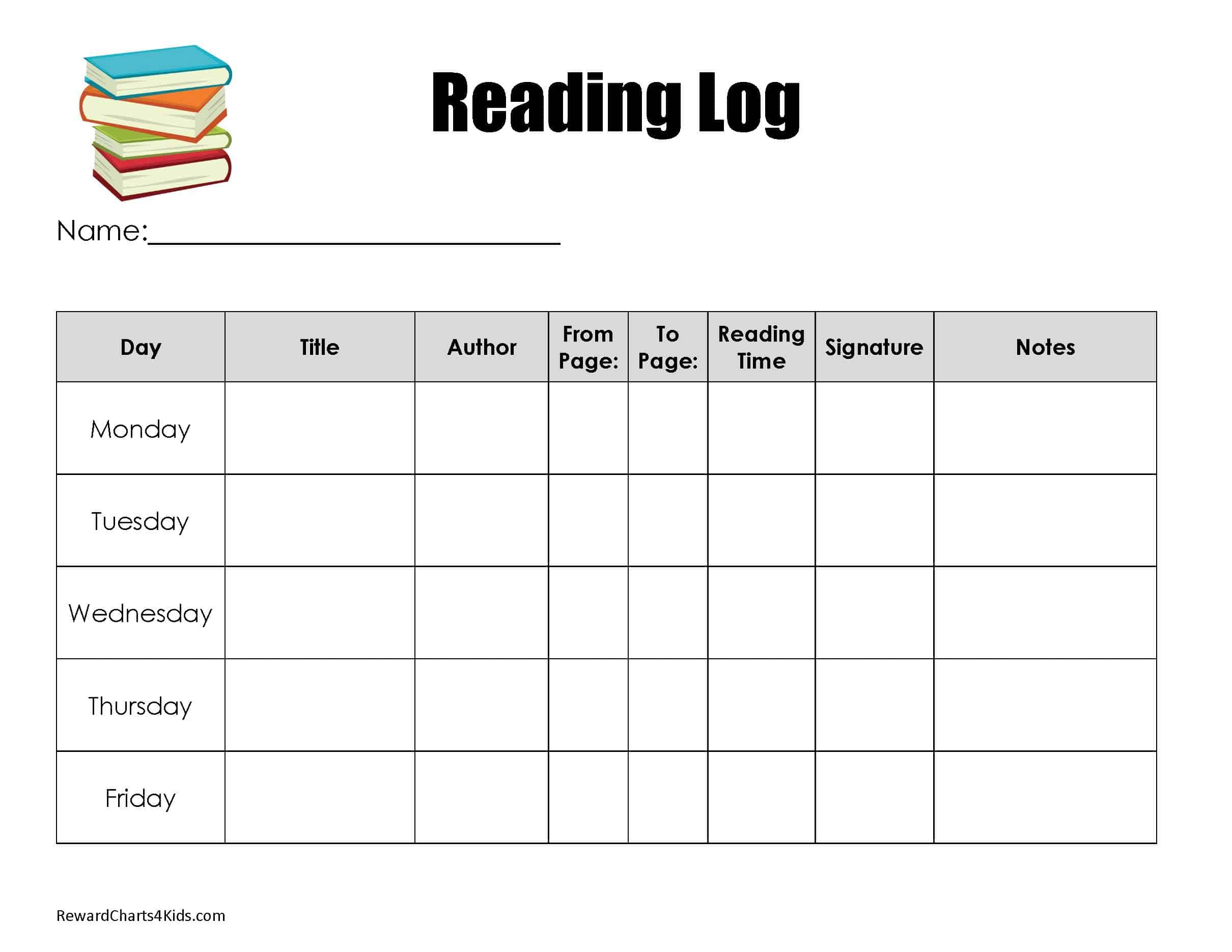 Free Printable Reading Chart