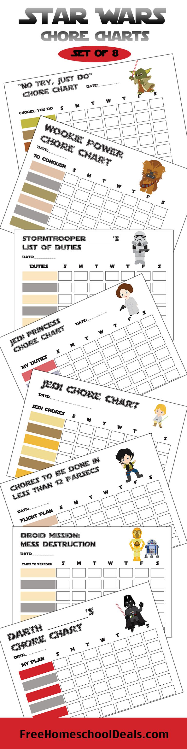 Free Printable Star Wars Chore Charts instant Download 