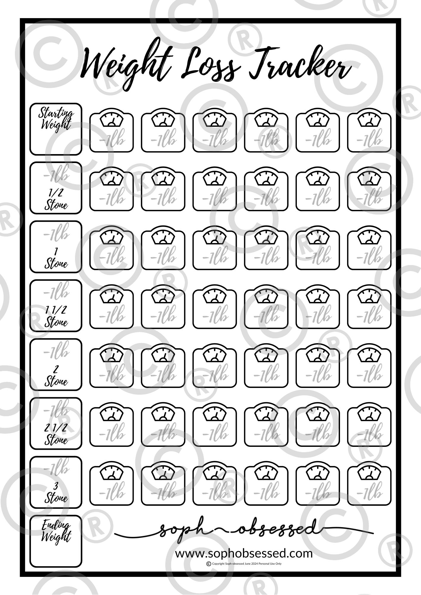 Weight Loss Charts Printable Free