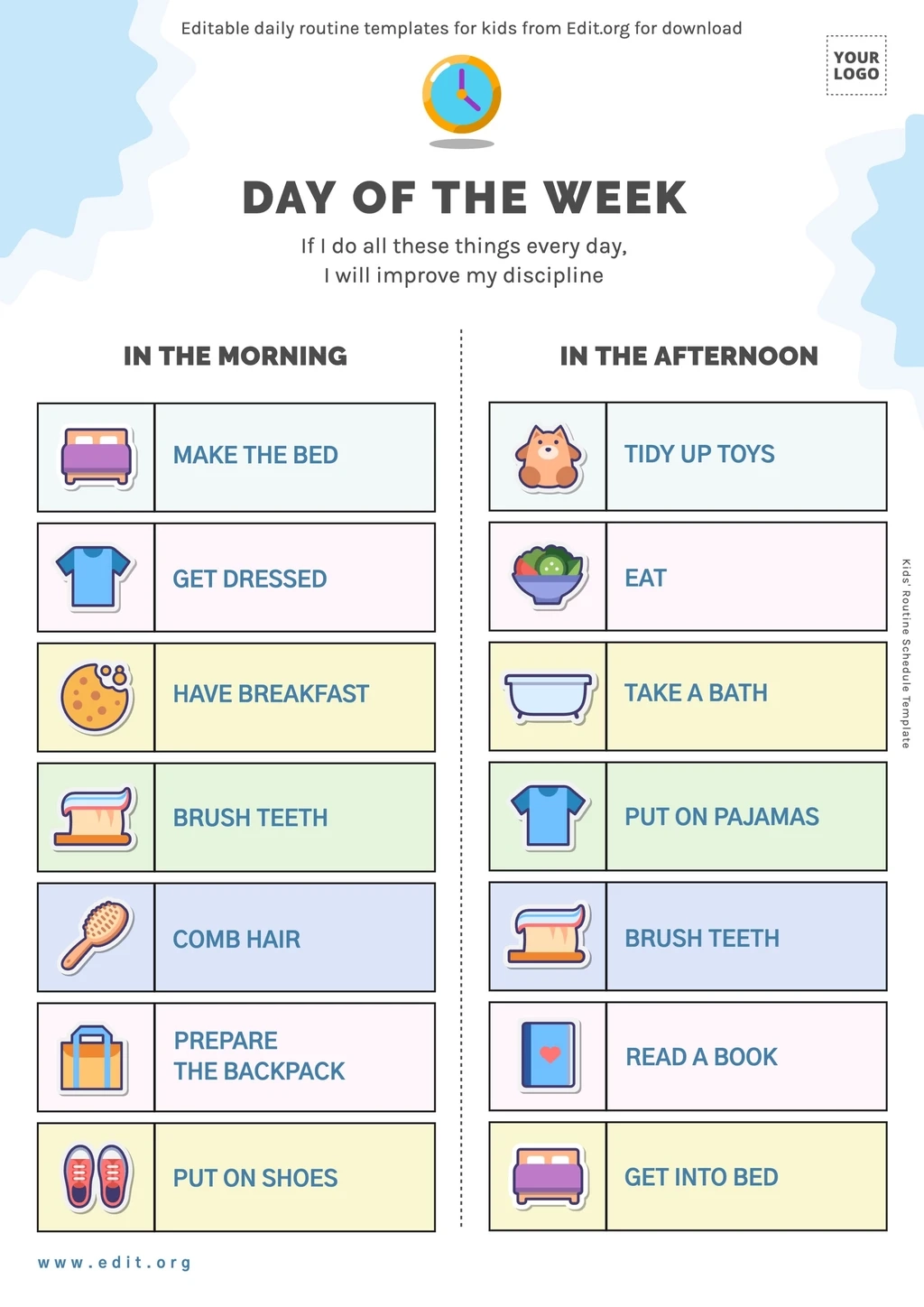 Kids Routine Chart Free Printable
