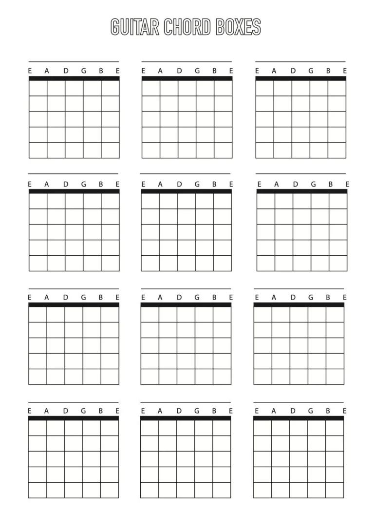 Guitar Chord Box Sheet Downloadable Template A4 Blank 6 String Etsy