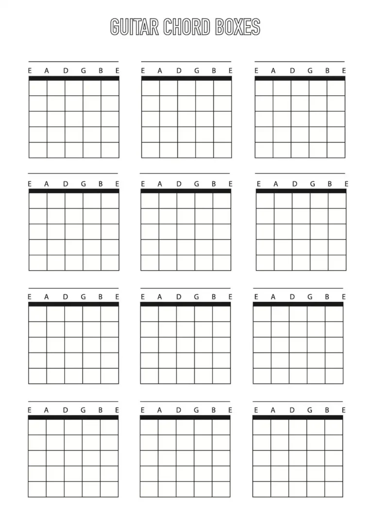Guitar Chord Box Sheet Downloadable Template A4 Blank 6 String Etsy Australia