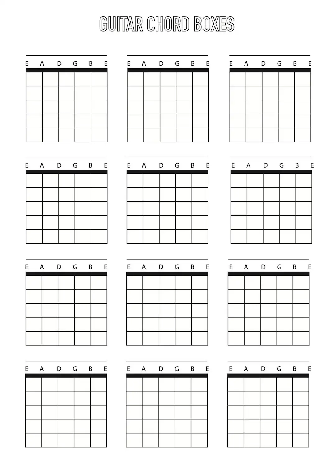 Free Printable Blank Chord Chart
