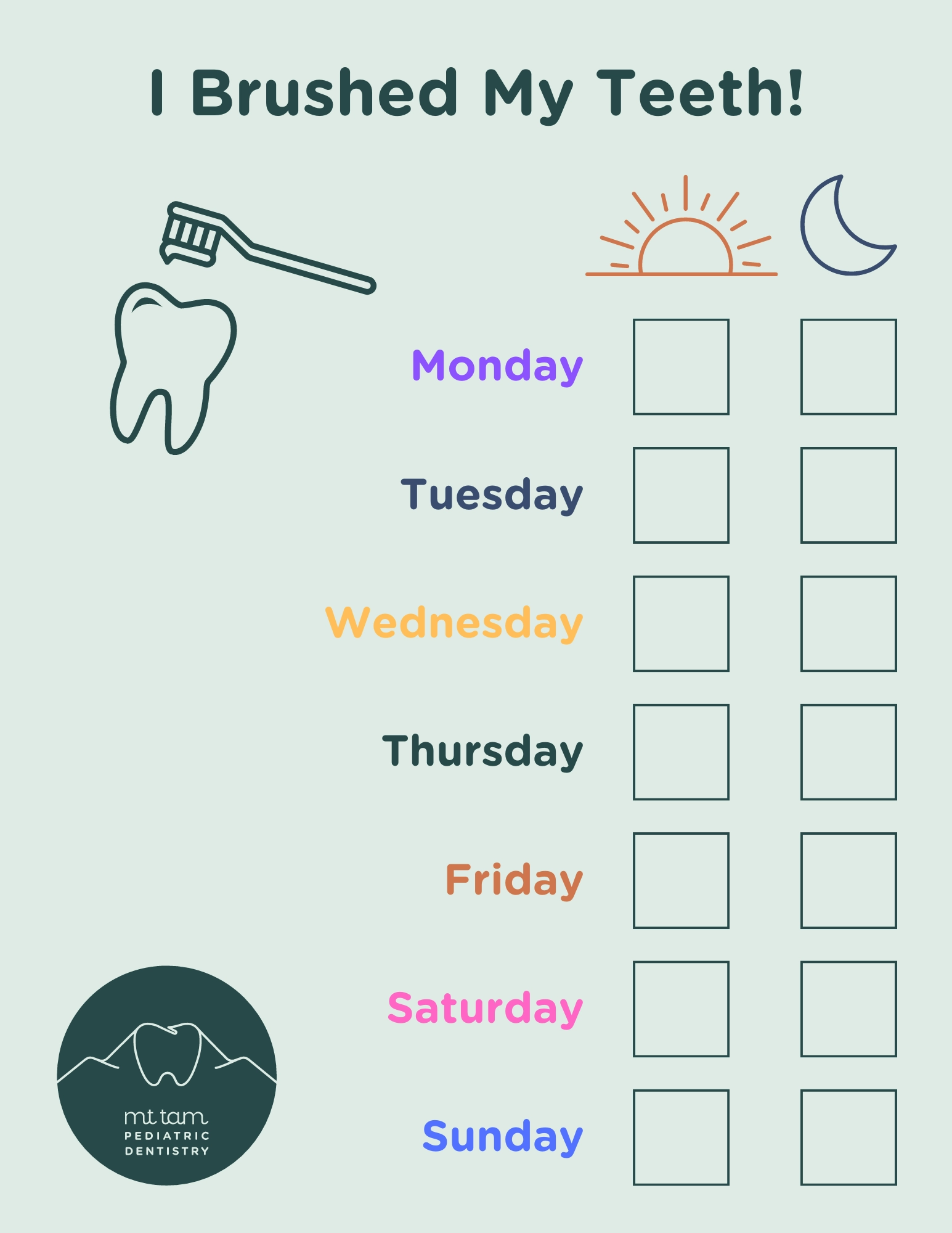 Free Printable Tooth Brushing Chart