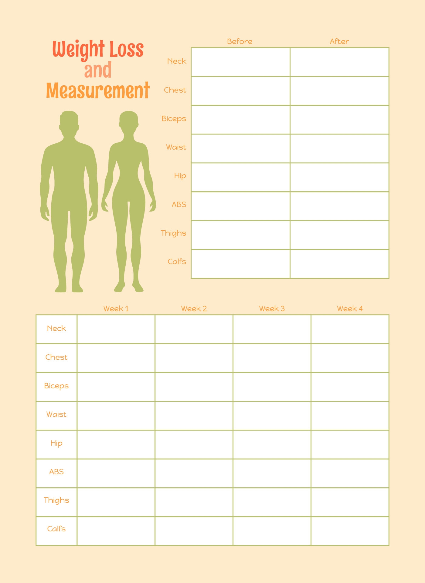 Printable Weight Loss And Inches Chart