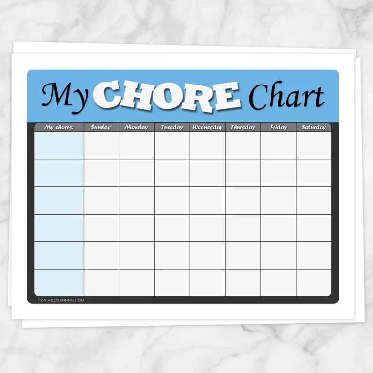 Kids Chore Chart Blue My Chore Chart Weekly Page Printable Printable Planning