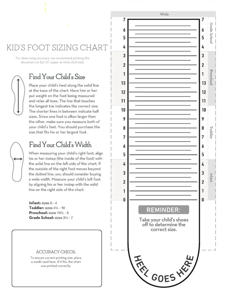 Kids Foot Sizer Chart Toddler Child Shoe Size Determiner instant Download Etsy