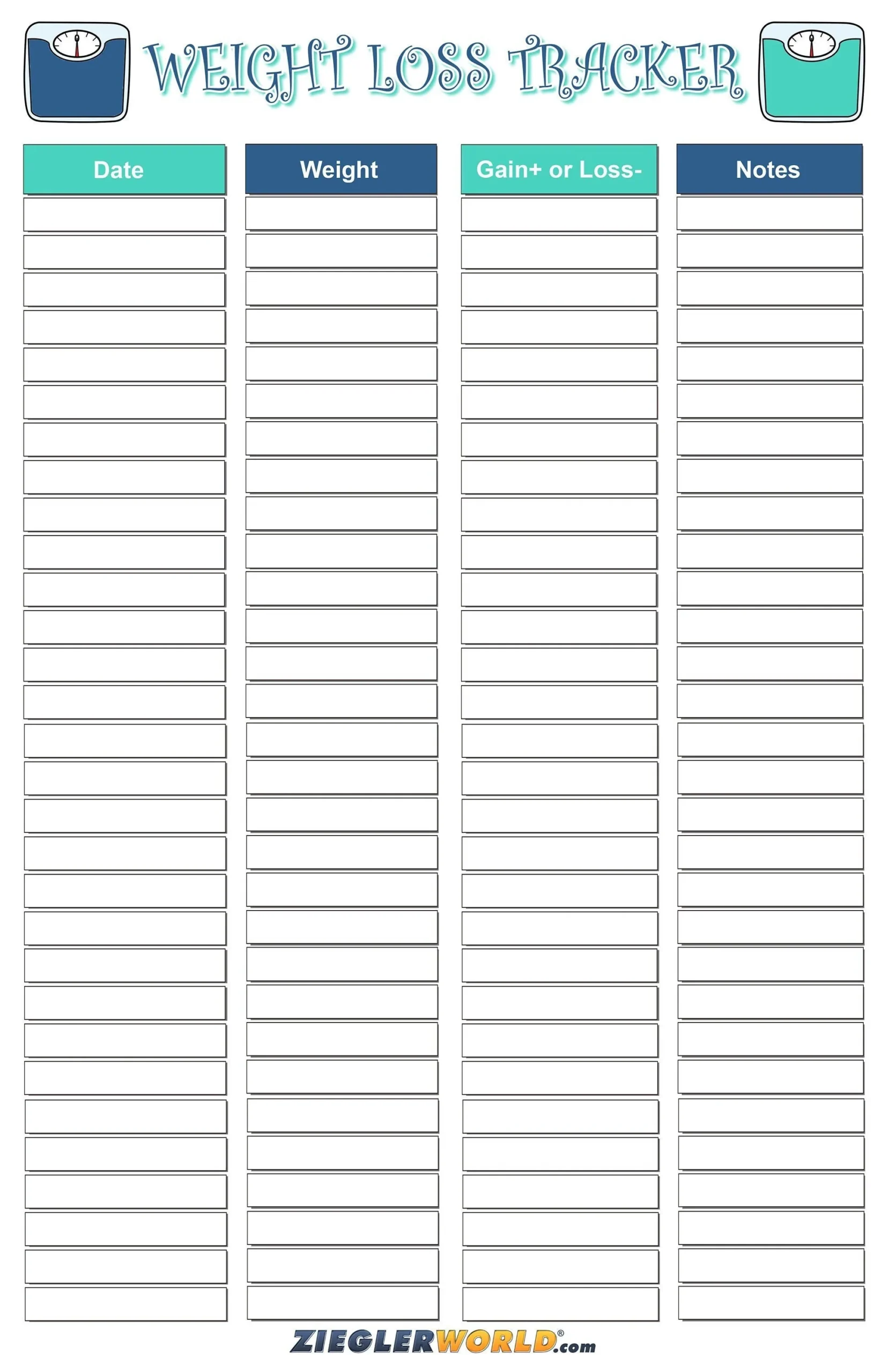 Monitor Weight Loss Chart