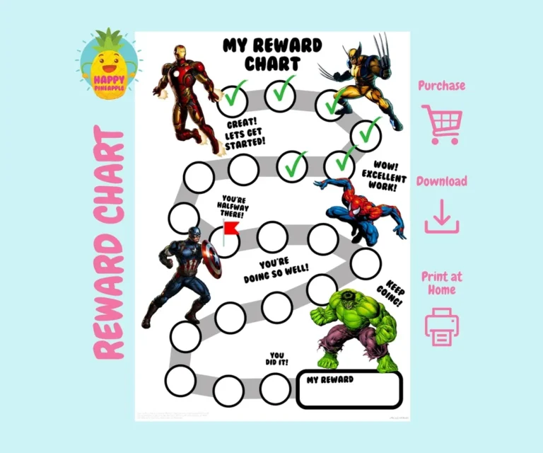 Marvel Superheroes Reward Chart For Kids Chore Chart Behaviour Chart Digital Download Instant Download Sticker Chart Reward Chart Etsy