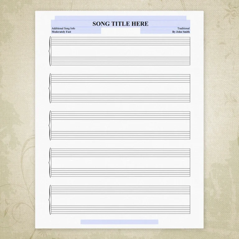 Music Staff Bar Charts Printable Personalized