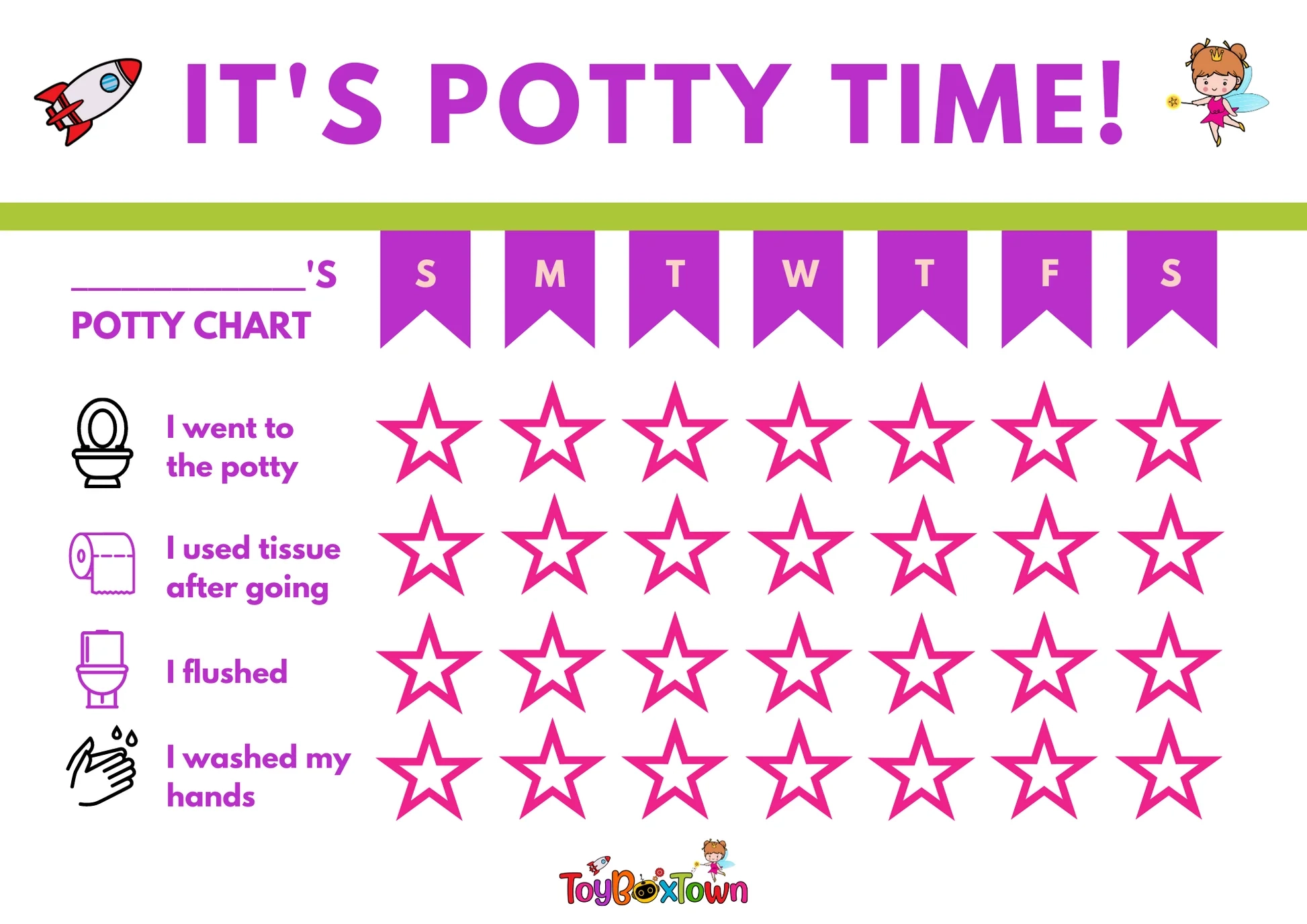 Printable Potty Training Chart For Girls